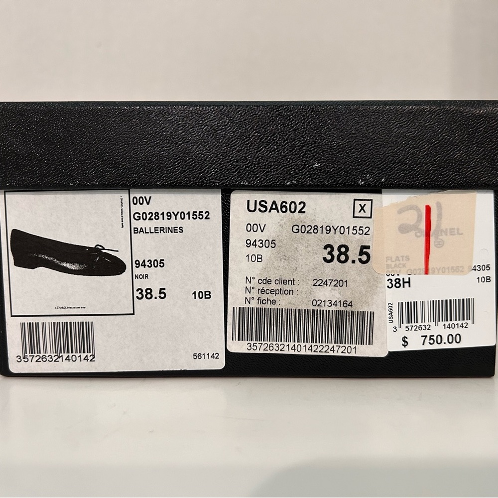 CHANEL Ballerina Flat 94305 Noir 38.5 - Picture 8 of 8